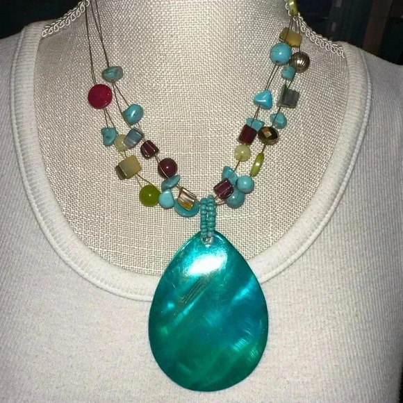 Multi Color Stone Necklace - Picture 4 of 6